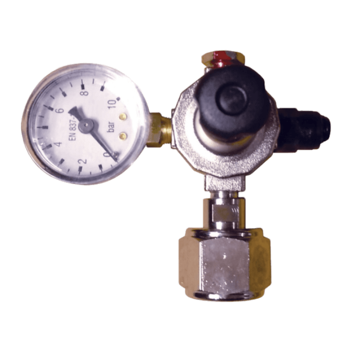 CO2 pressure reducer for rechargeable cylinder with 1 pressure gauge